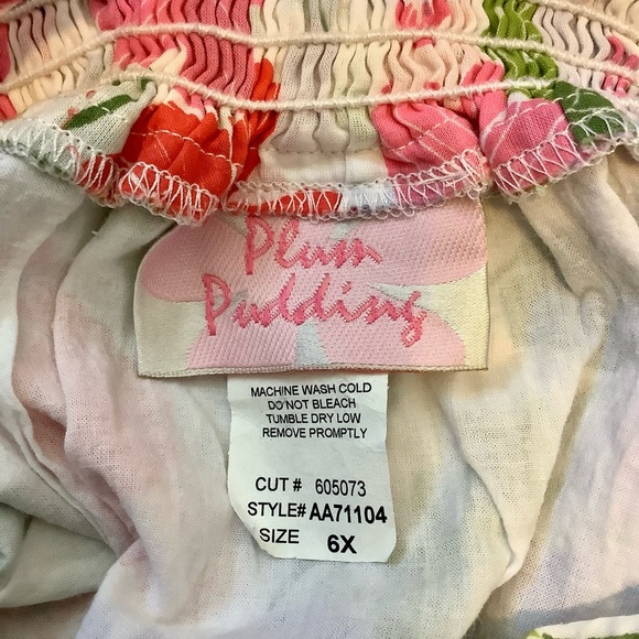 Plum Pudding spaghetti strap tiered floral tank top | girls 6X | peasant summer - Picture 3 of 6